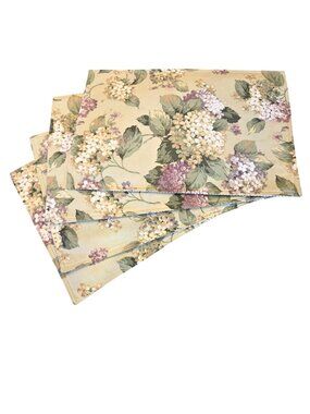 Vintage Martha Stewart Reversible Hydrangea Purple Green Striped Placemats Set 4
